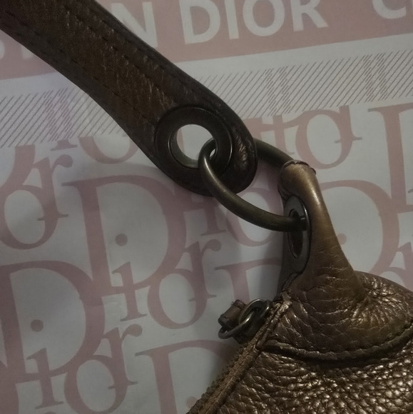 Banana Republic y2k-style bronze pebbled leather shoulder bag EUC - Picture 3 of 16